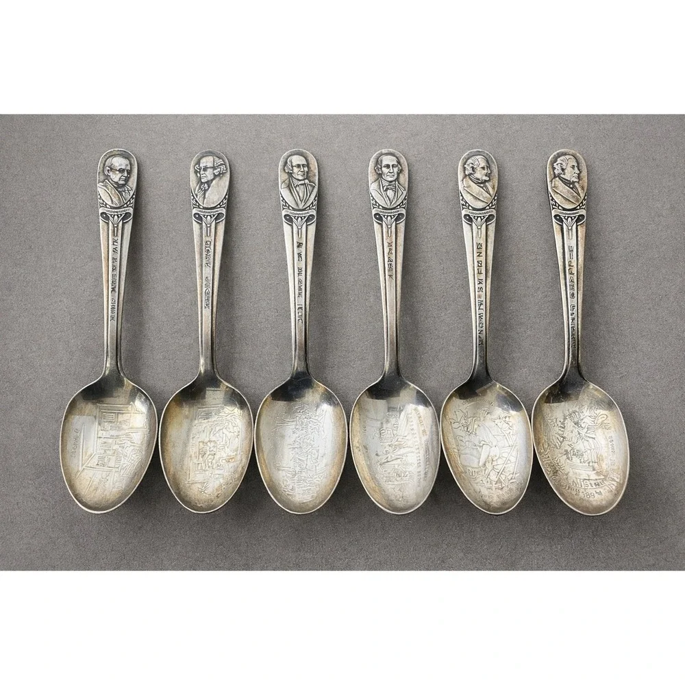 Vintage WM Rogers Presidential Spoon Series Lot of 7 US History Silverplate